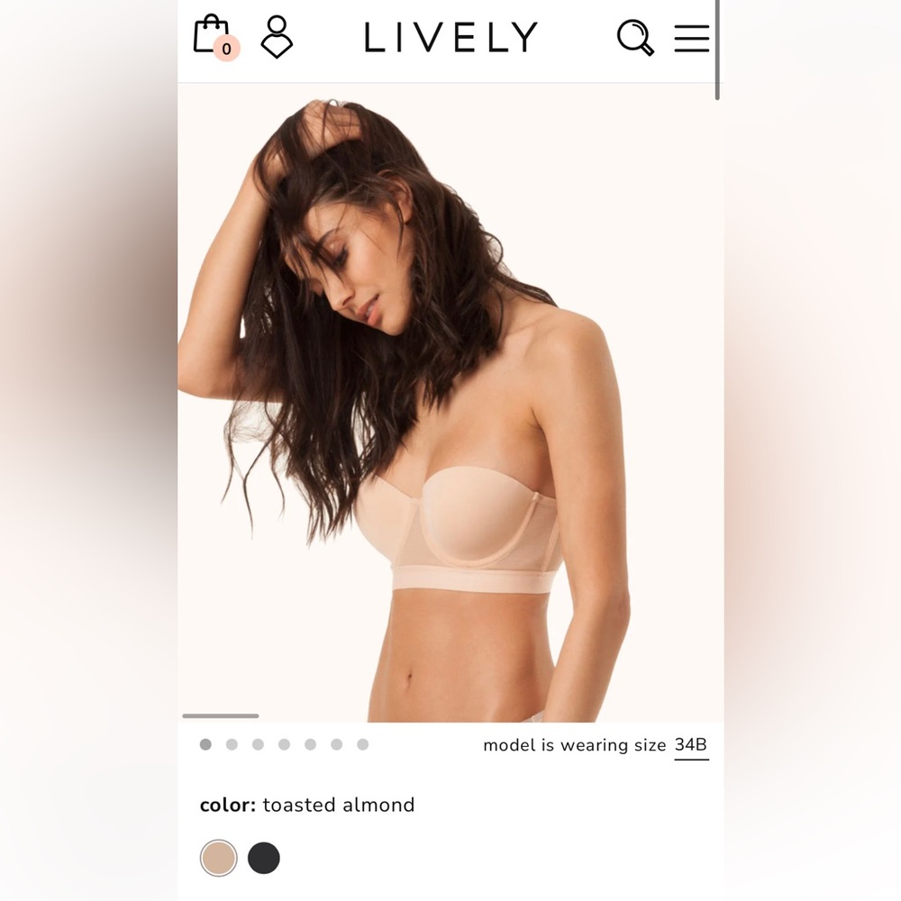 Lively “The Smooth Strapless” bra Toasted Almond, 36A, worn 4 times, no straps